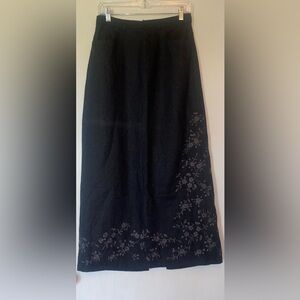 Vintage wool floral embroidered maxi skirt